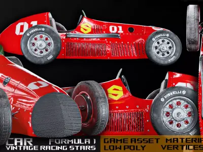 Car Formula 1-Vintage Racing Stars Low-poly 3D model