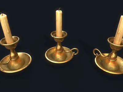 Medieval Candlestick 5 Low-poly 3D model