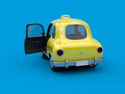 Cartoon Taxi Car Rig 3D model