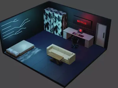 Spacious modern room 3D print model