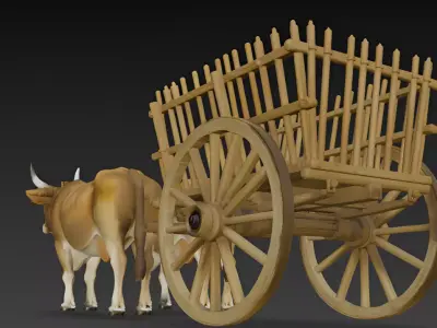 Ox Cart Bullock 3D Model 3D model