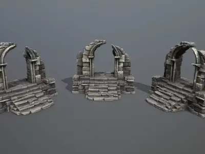 ruin gate Low-poly 3D model
