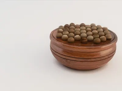 BOARD GAME---Wood Peg Solitaire 3D model