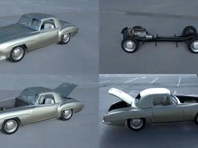 Full w interior Mercedes 190SL Hard Top 3D model