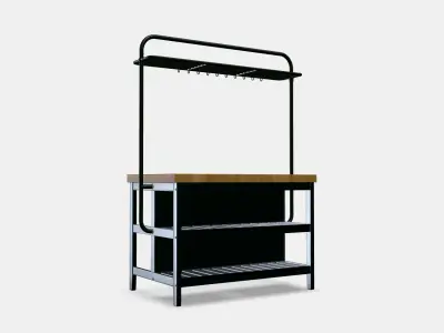 VADHOLMA Kitchen island with rack Low-poly 3D model