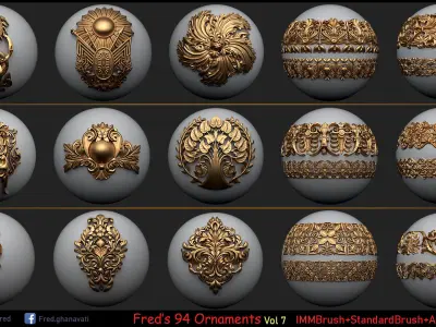 Fred ORNAMENT BRUSH Vol 7 - IMMBRUSH-3DModels-ALpha Low-poly 3D model