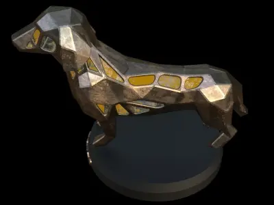 Steampunk Dachshund Dog Low-poly 3D model