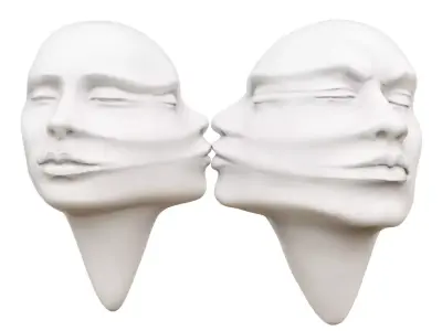 Bas-relief of a female male face-Kiss 3D model