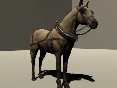 Full Rigged Inc Face  Horse Model with Textures 3D model
