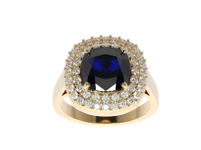 Jewelrly ring with diamonds and saphire 3D print model