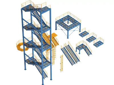 Industrial stair and platforms 3D model