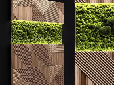 Wooden panels and stabilized moss 3D model