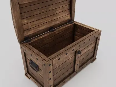 Chest wooden Low-poly 3D model