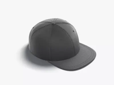 Black Snapback - sport cap with flat visor Low-poly 3D model