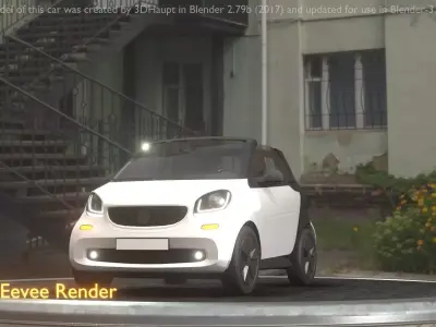 City Car 23 Small Convertible Open Type-E White  Low-poly 3D model