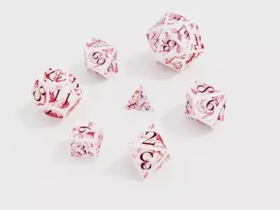 Rose pattern dice set Low-poly 3D model