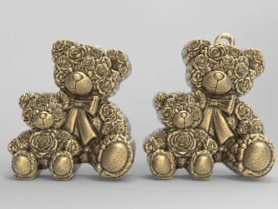 rose teddy cute pentant  3D print model