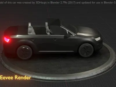 City Car 6 SUV Cabrio Open Type-B Black  Low-poly 3D model