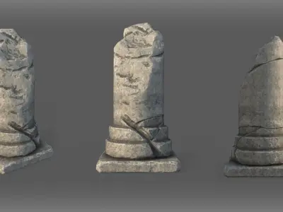 Low Poly Broken Column Low-poly 3D model purchase
