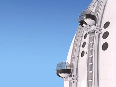 Exterior Spherical Elevator System M1 3D model