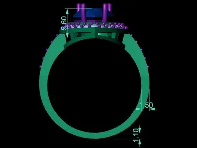 emerald pear 12mm ring 3D print model