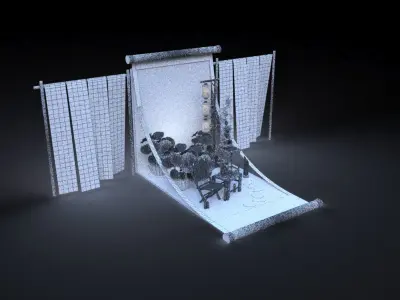 Chinese style beauty Chen Chinese painting calligraphy  3D model