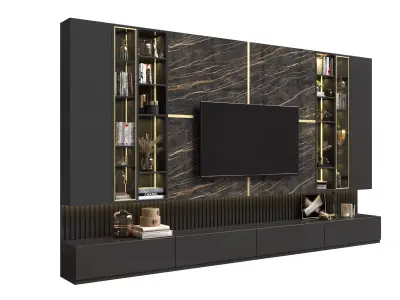 Modern Luxury TV Wall Unit 3D Model 3D model