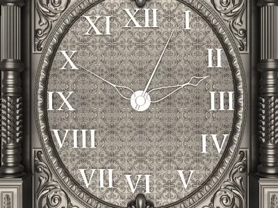 Classic Clock 014 Chrome Low-poly 3D model