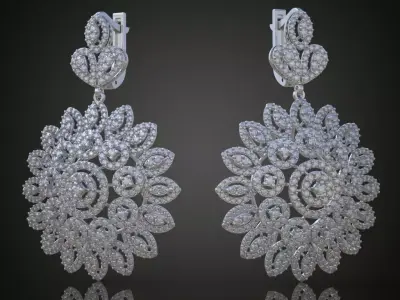 Earring 3D model 3D printable model 0054-10 Free 3D print model