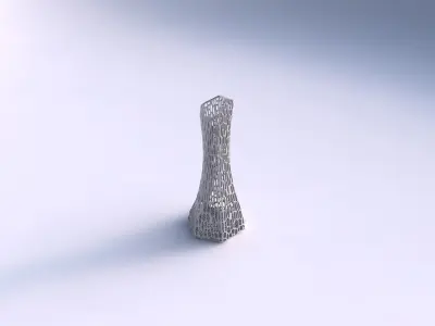 Vase squeezed and bent hexagon with dense twisted organic lat... 3D print model