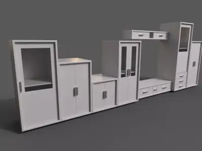 Set Modern Furniture 3D Model Low-poly 3D model