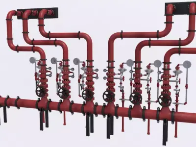 Industrial Multiple Vertical Pipes System 3D model