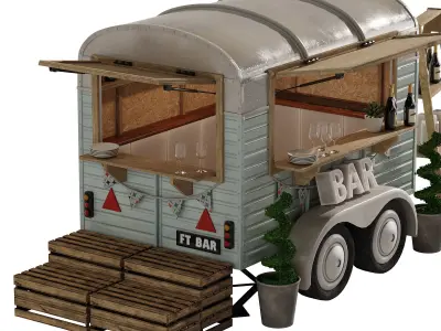Food truck bar set 3 3D model