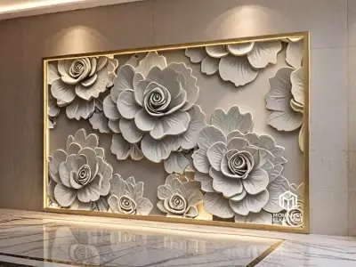 modern panel wall decor set relief stl mural CNC 303 3D model
