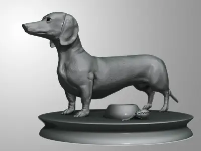 Detailed Dachshund Dog Low-poly 3D model
