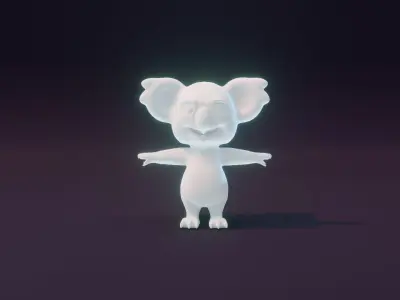 Cartoon Koala Animated and Rigged Base Mesh 3D Model Low-poly 3D model