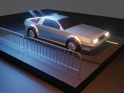 Delorean Isometric Car  Low-poly 3D model