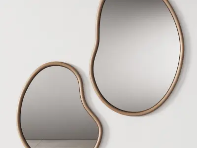 344 sculptural organic Dim Mindi wood Mirrors by tikamoon 3D model