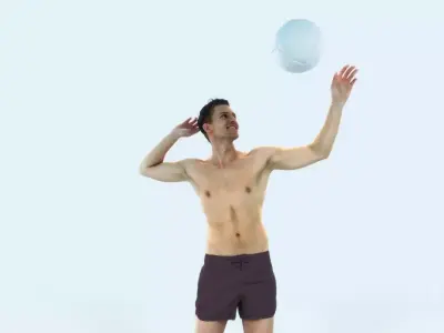 Virtue 04G Beach Serving Sports Man Low-poly 3D model