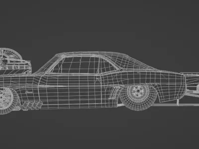 Camaro SS 1969 Drag Racing Car Low-poly 3D model