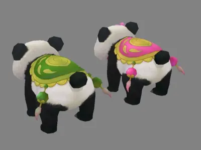 Cartoon panda mount - male panda - female panda Low-poly 3D model
