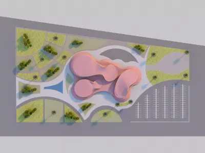 Water Museum  Futuristic building  3D model