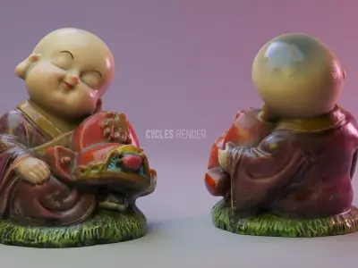 Buddha ceramic interior decoration - PBR - Cycles Renderer 3D model