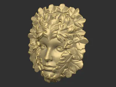 The girl face with leave 3D print model