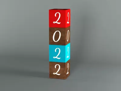 Decoration 2022 Cubes  Low-poly 3D model