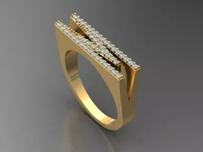 alphabet jewelry ring diamond letter M 3D print model