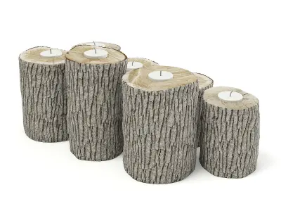 Wood Logs Candlesticks 3D model