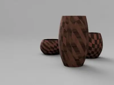 Vase 6 three wooden vases 3D model