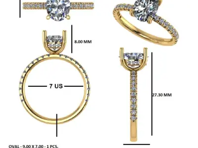 solitaire ring with detail images and 360 render videos 38 3D print model