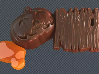 Halloween - Pumpkin with Wood 3D Printable Chocolate Mold 3D print model